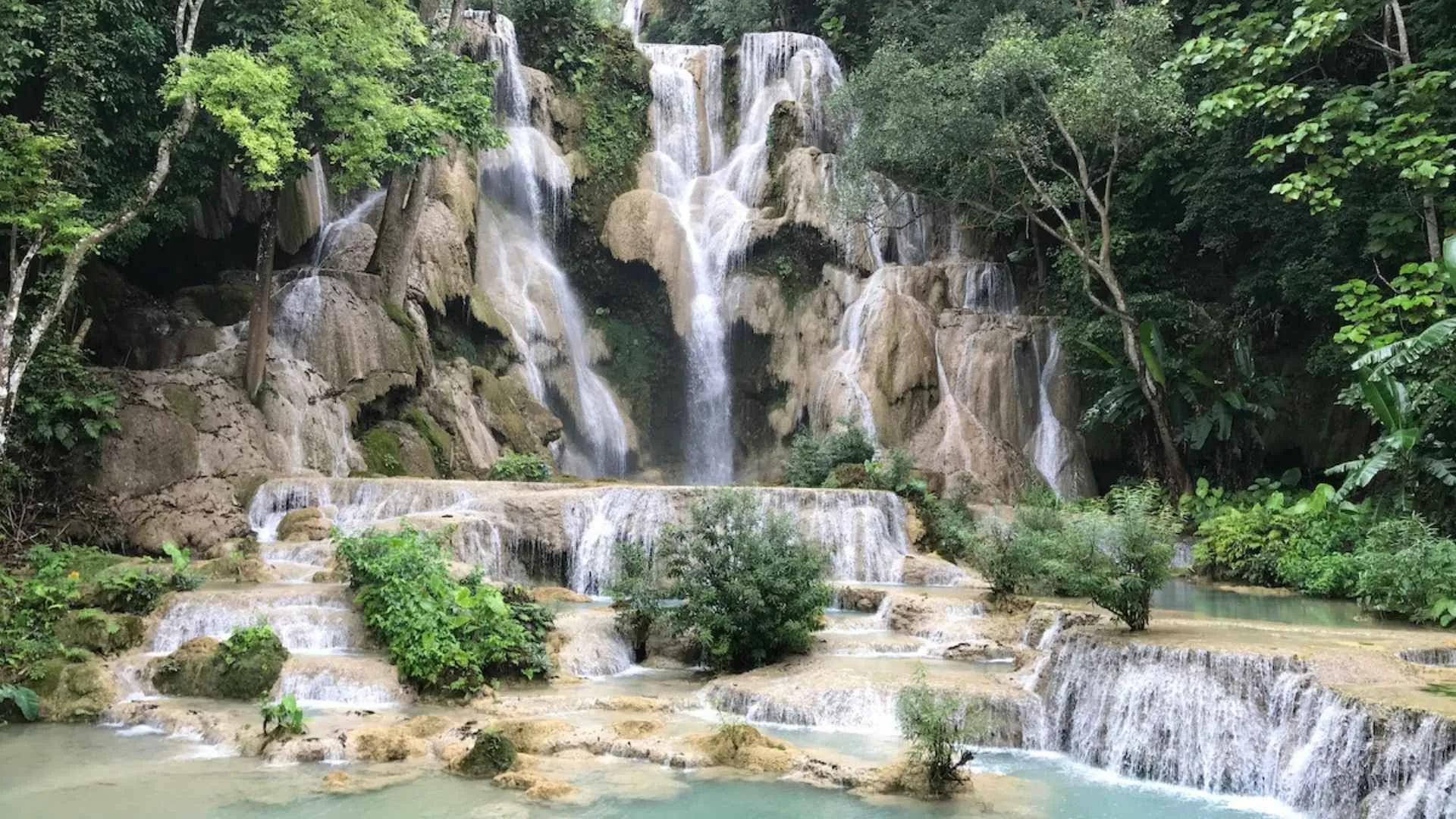 beautiful waterfalls Kuang Si Falls Laos