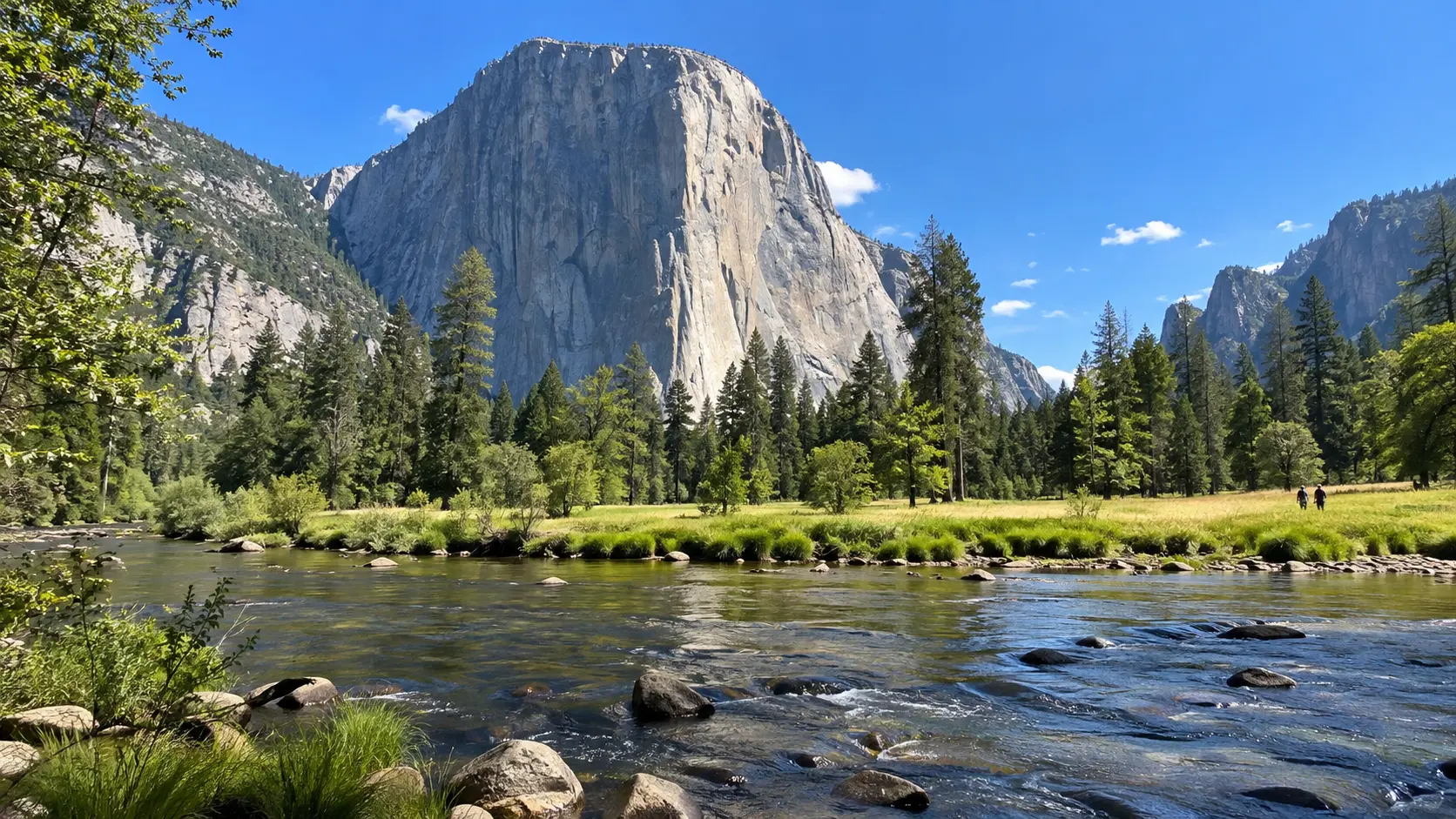 El Capitan and the Merced River on a clear morning in Yosemite Valley