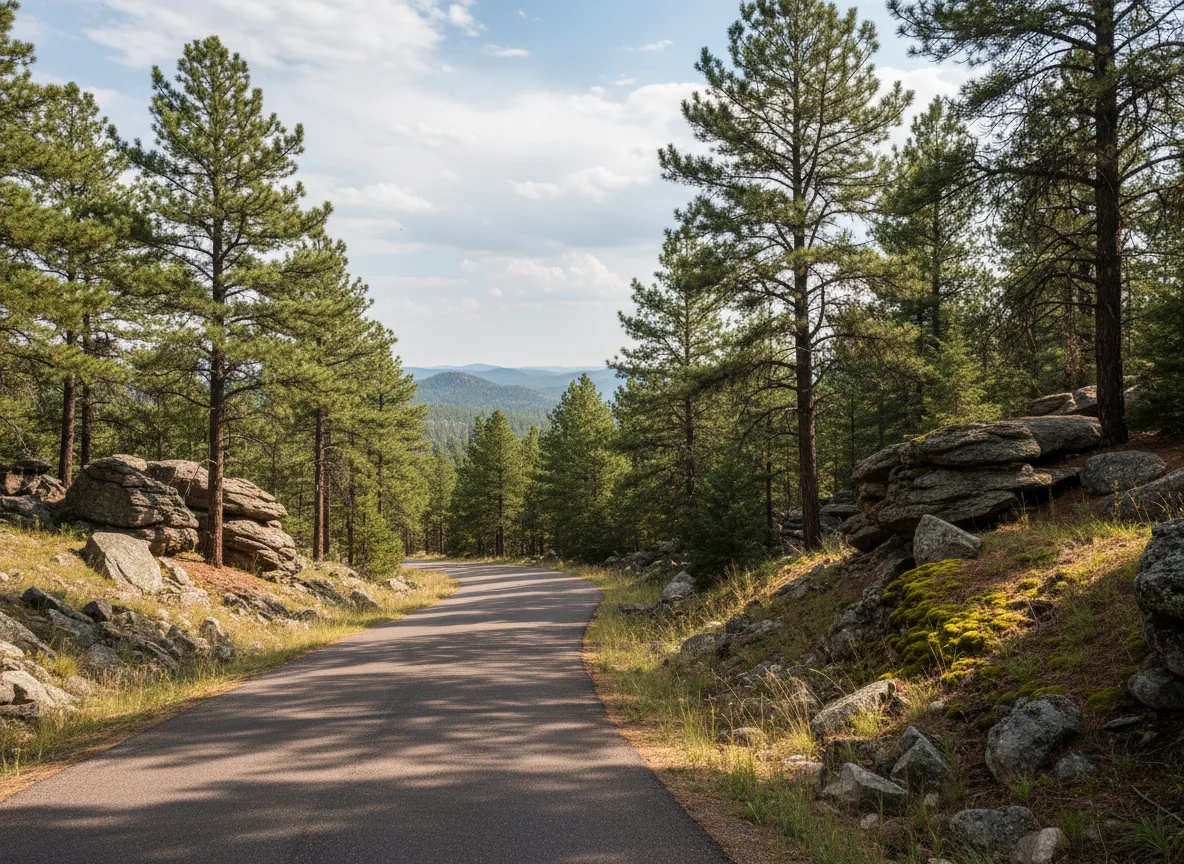 Scenic road through the Black Hills of South Dakota