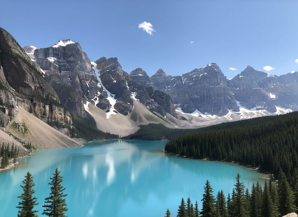 Turquoise Moraine Lake beneath the Valley of the Ten Peaks