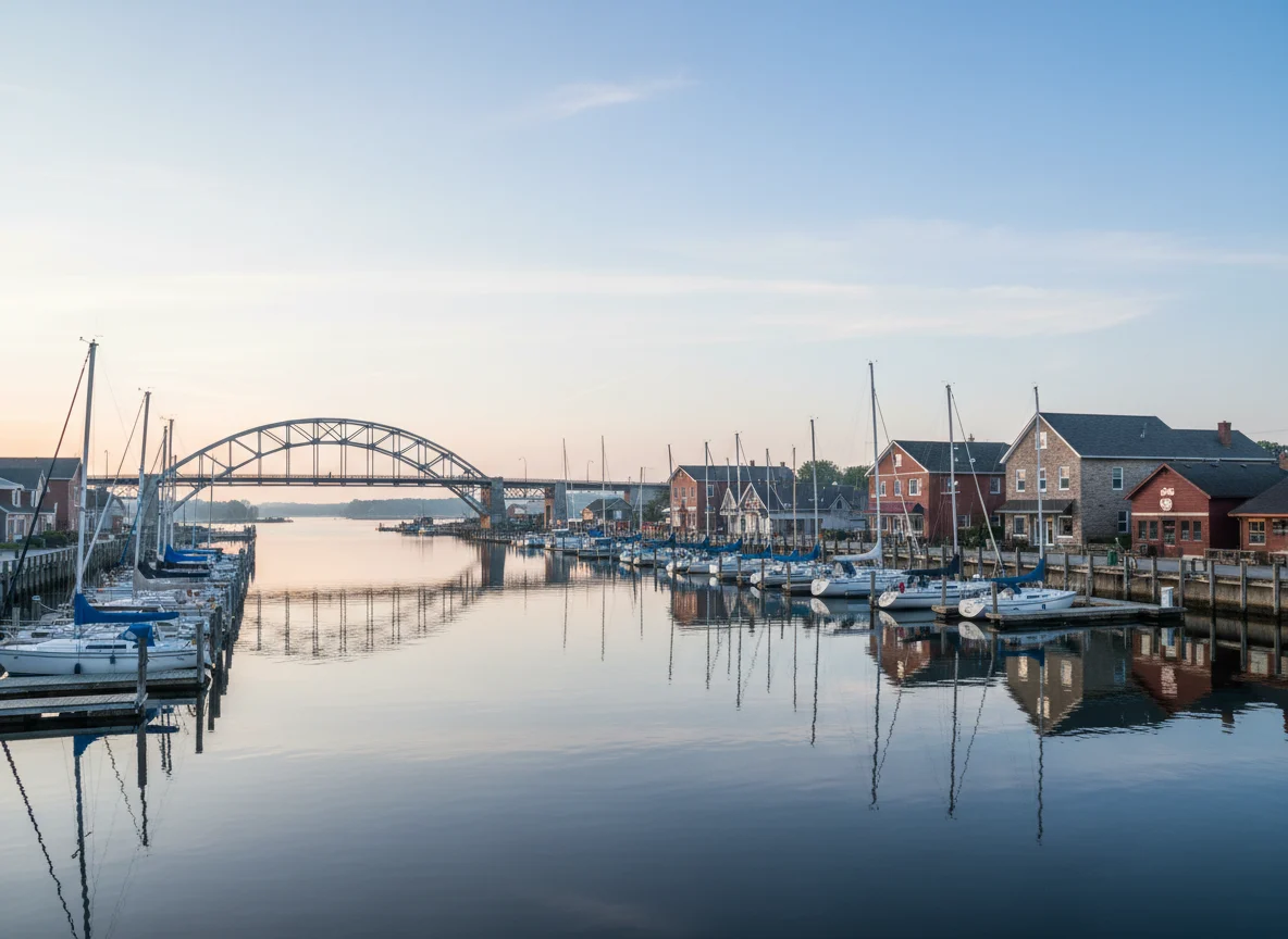 Harbor boats and bridge in Sturgeon Bay Wisconsin