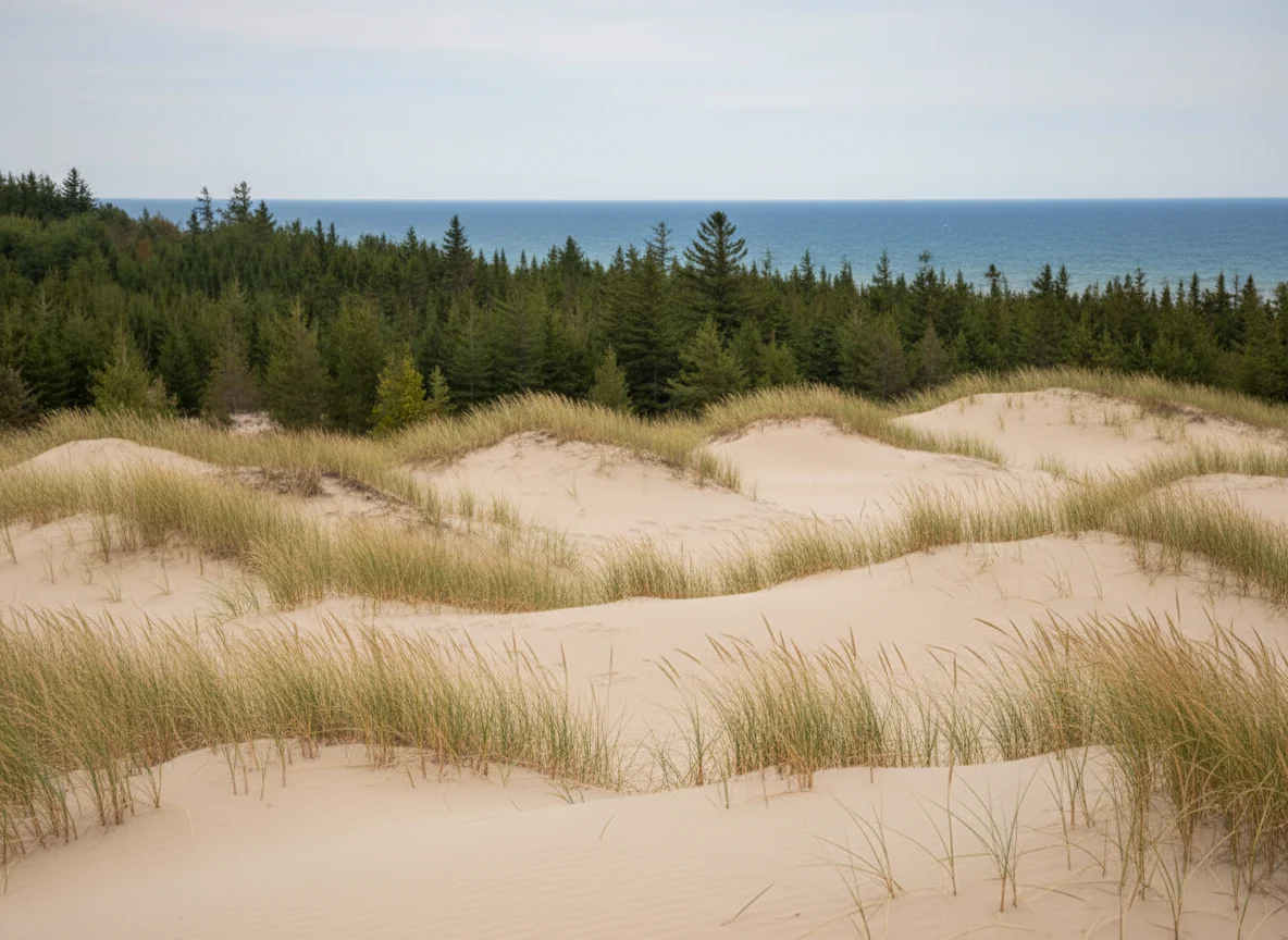 Sand dunes and Lake Michigan at Whitefish Dunes State Park