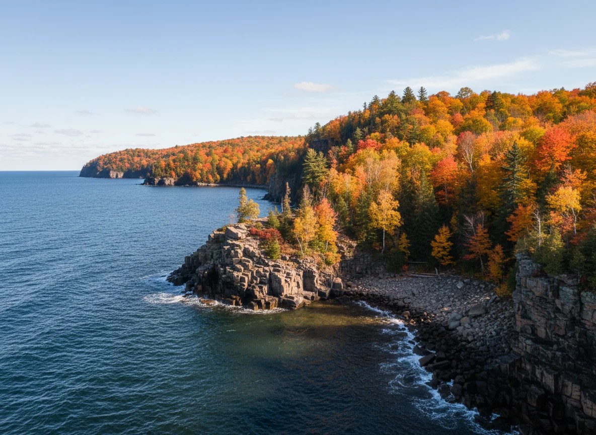 Minnesota North Shore and Lake Superior surrounded by fall color