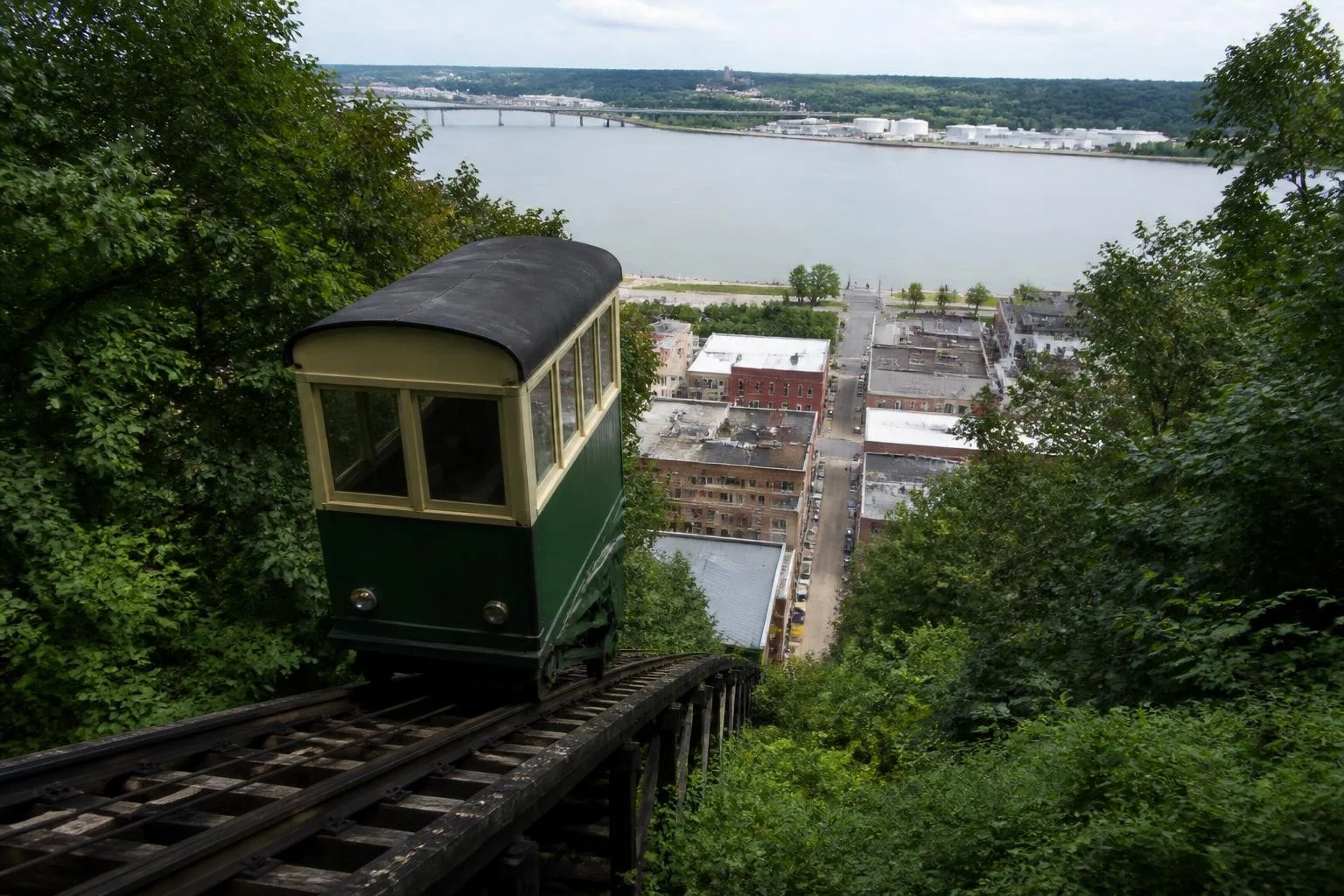 Fenelon Place Elevator climbing a bluff in Dubuque Iowa