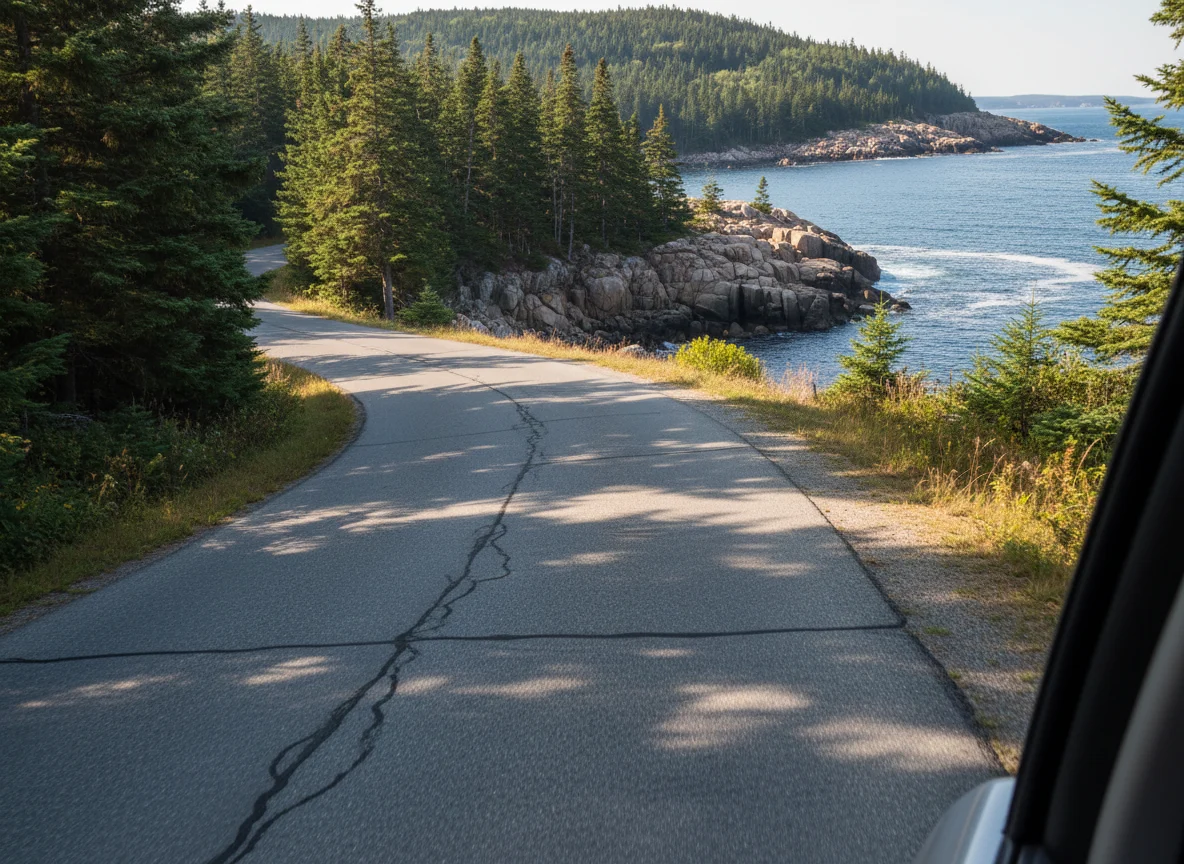 Coastal road through Mount Desert Island Maine