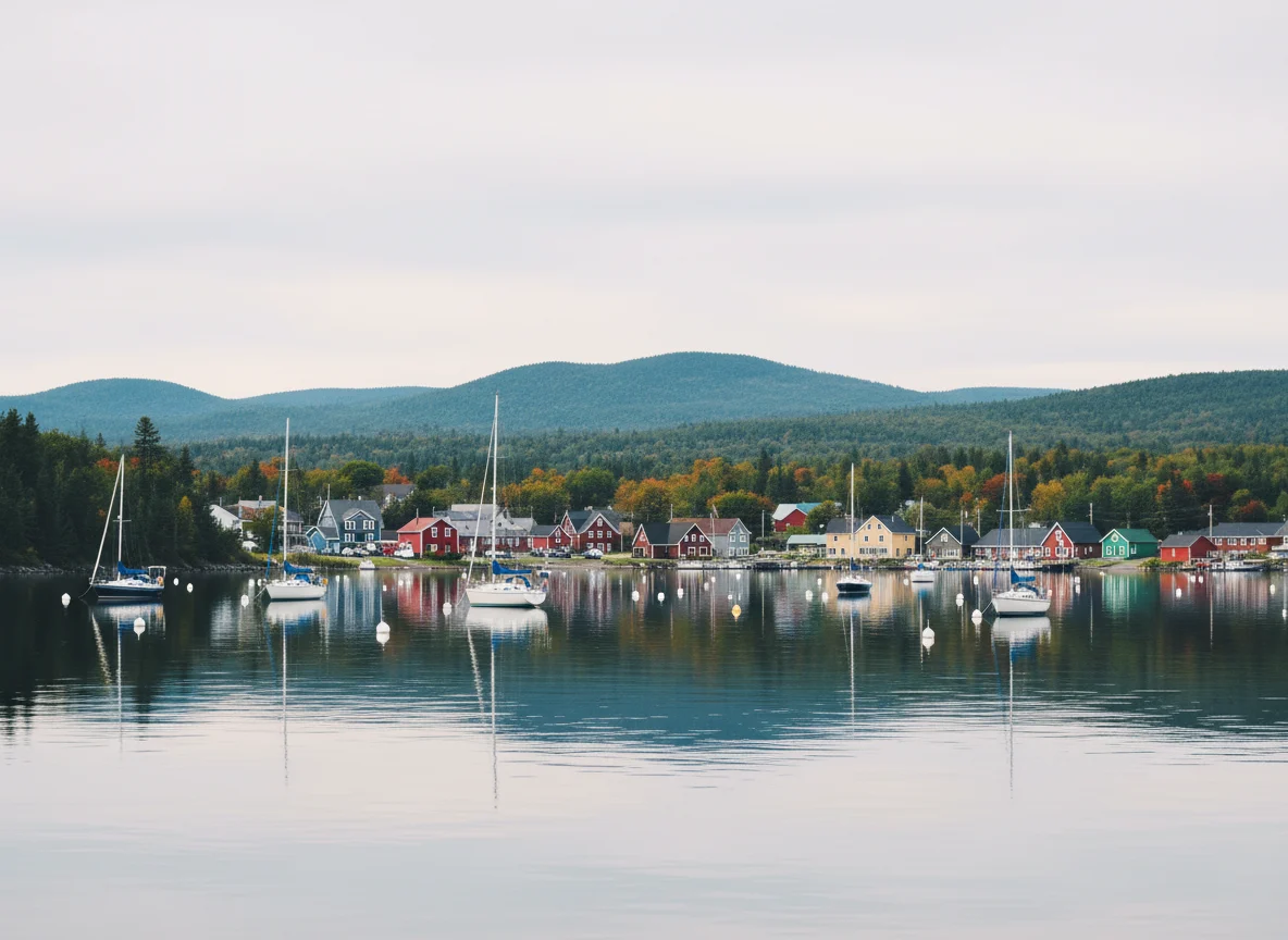 Baddeck Nova Scotia waterfront and Bras d'Or Lake