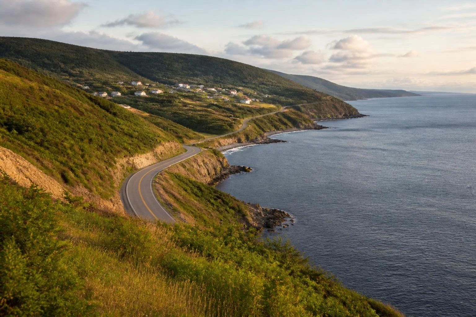 Cabot Trail and coastal cliffs near Cheticamp Nova Scotia