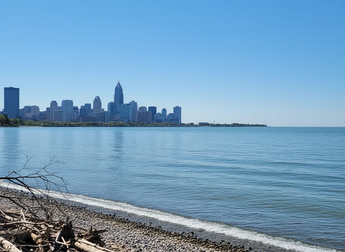 Cleveland skyline viewed from the Lake Erie waterfront