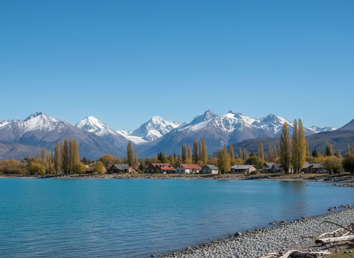 El Calafate beside turquoise Lago Argentino and distant mountains