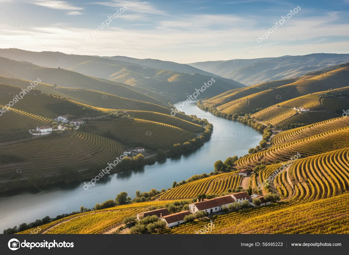 Terraced vineyards above the Douro River in Portugal