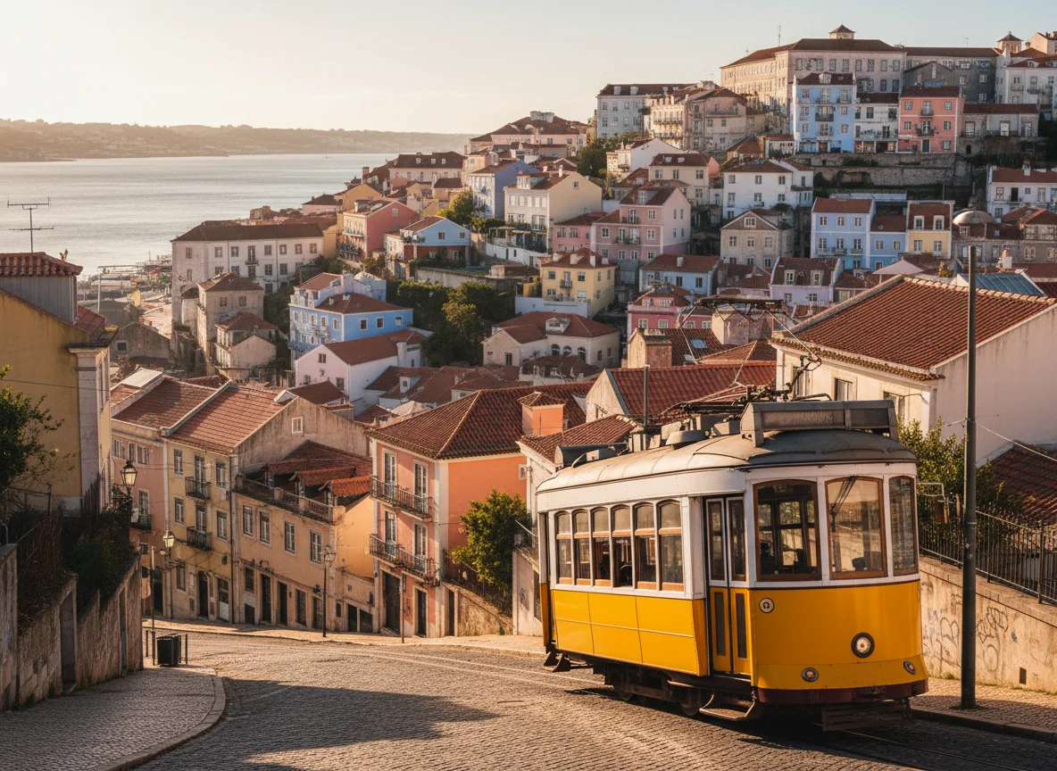 Lisbon hillside neighborhoods above the Tagus River