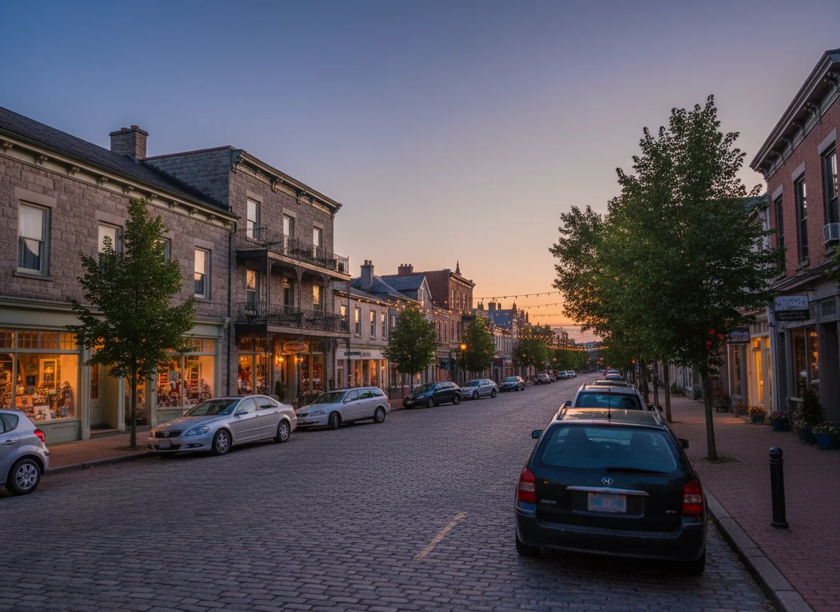 Walkable small-town downtown near a road trip hotel
