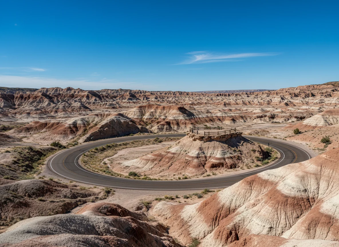 Badlands Loop Road winding through dramatic South Dakota formations