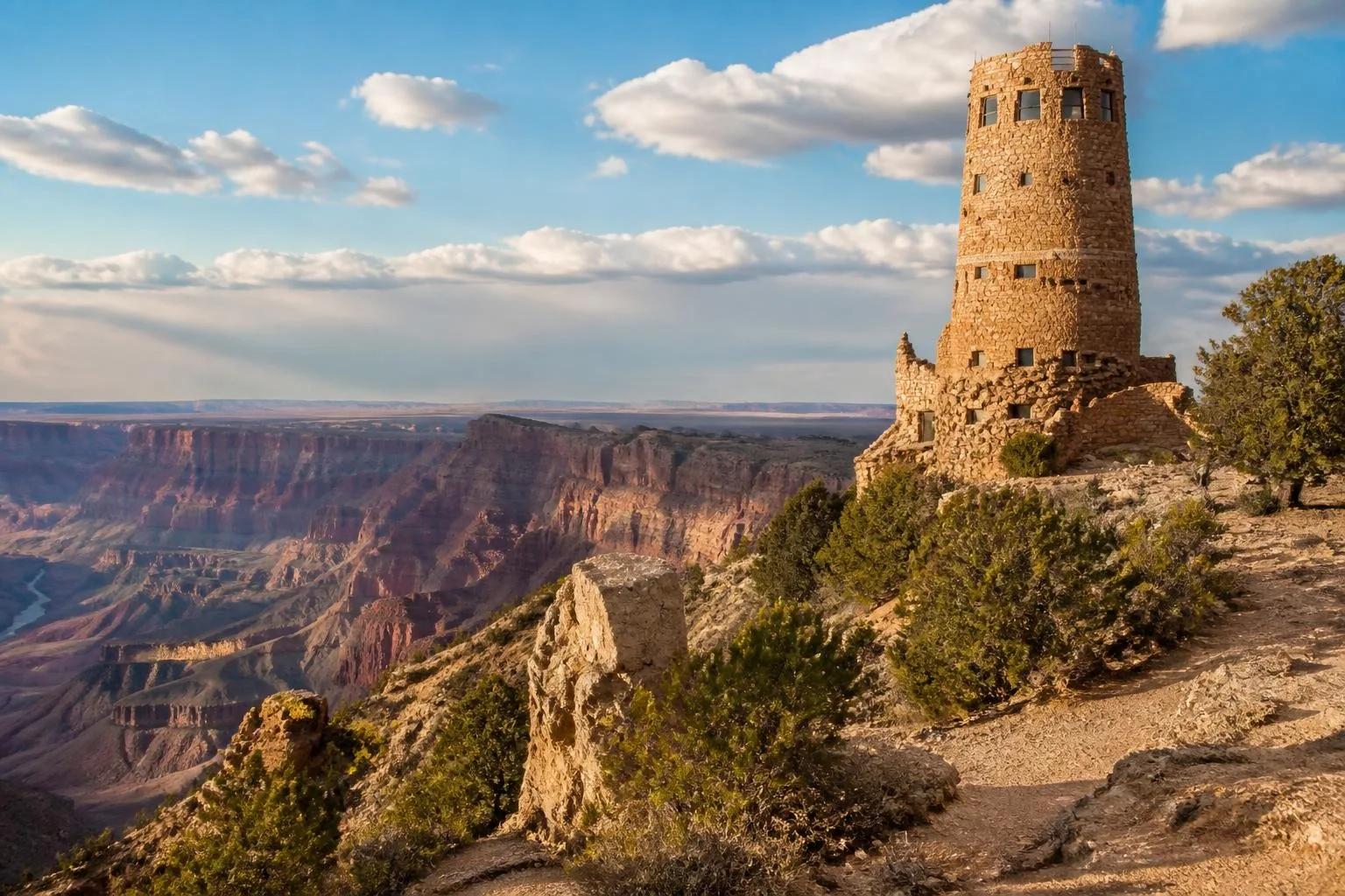 Desert View Watchtower overlooking the Grand Canyon