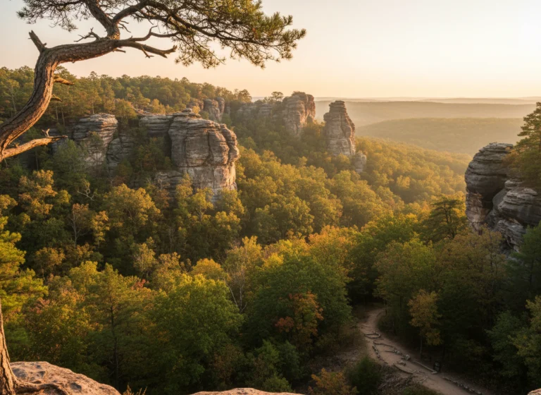 Sandstone formations above Shawnee National Forest at Garden of the Gods