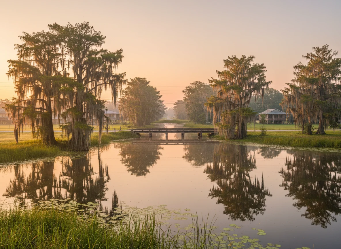 Cypress-lined bayou in Louisiana Cajun Country