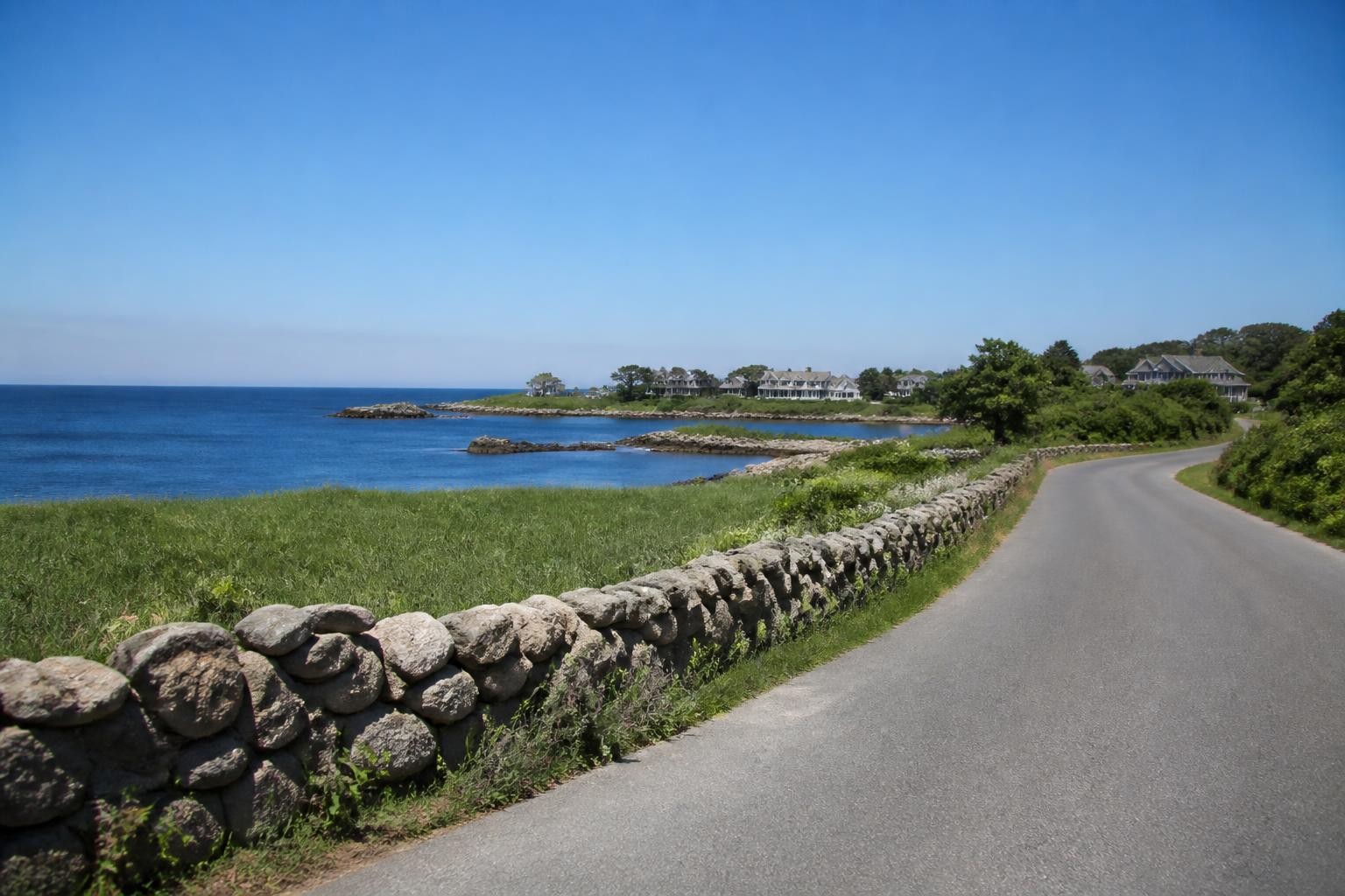 Coastal road near Newport and Little Compton Rhode Island