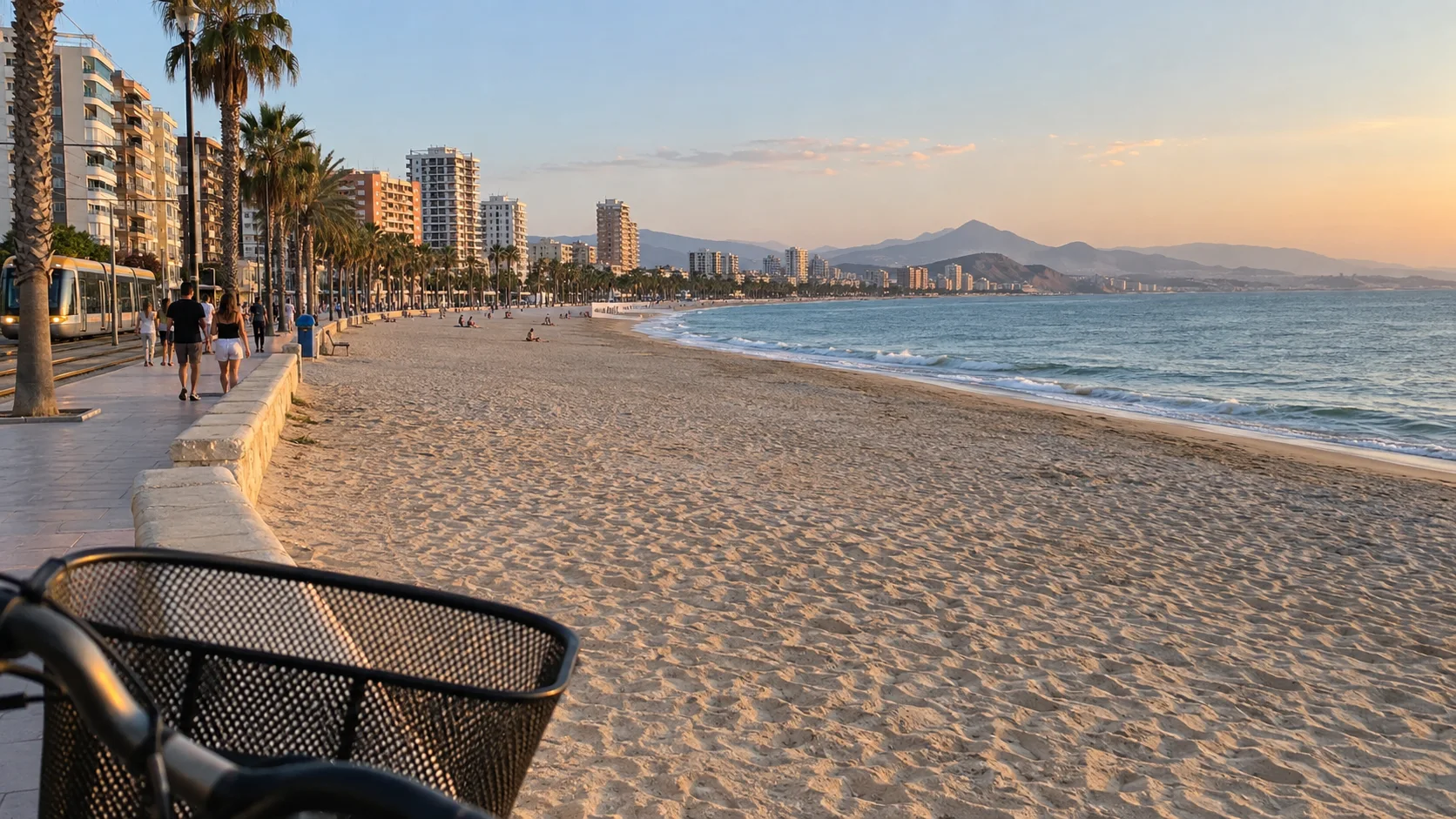 Muchavista Beach extends along a broad golden shoreline in El Campello.