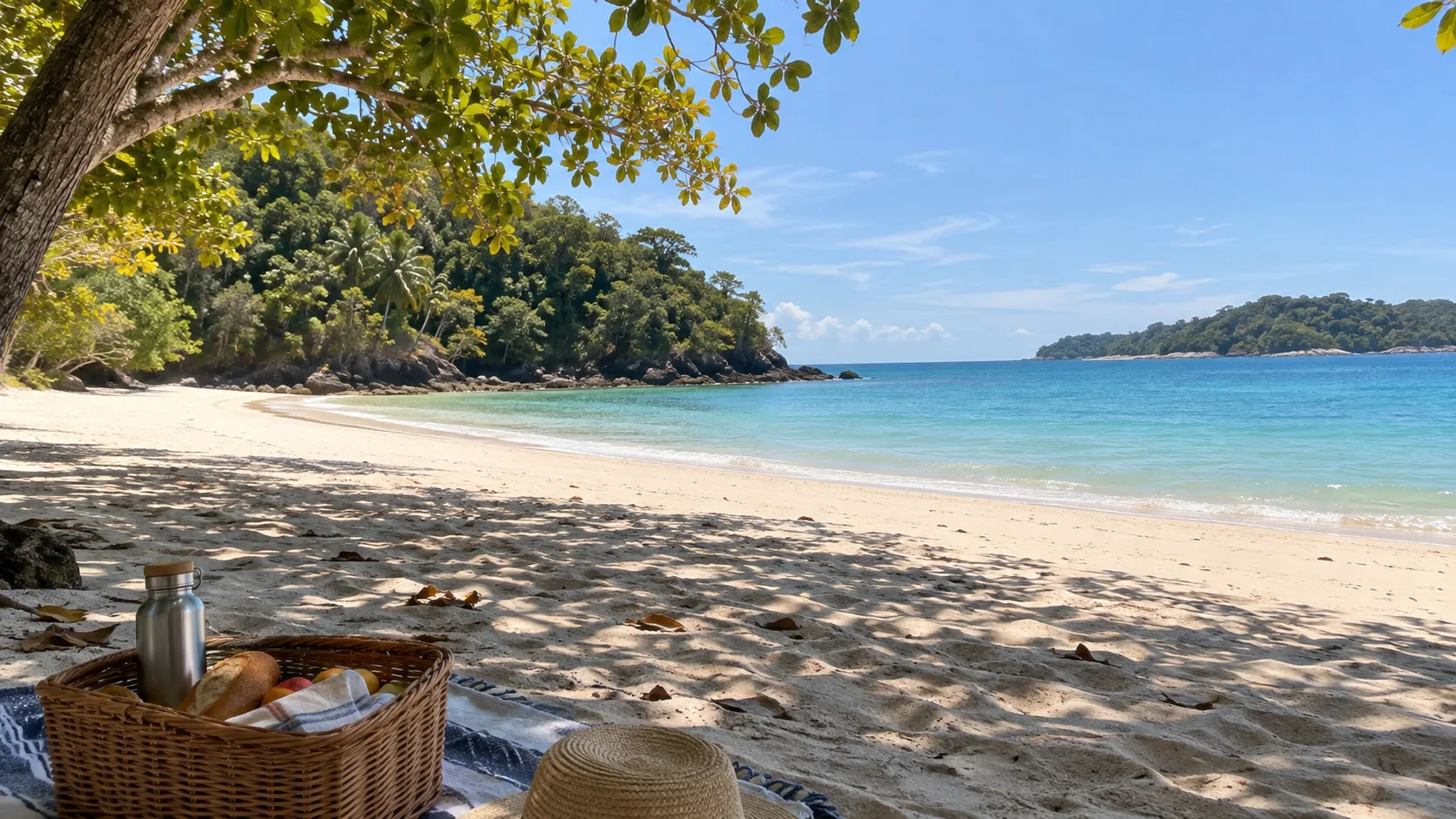 Pale sand and clear turquoise water at Playa Cacique