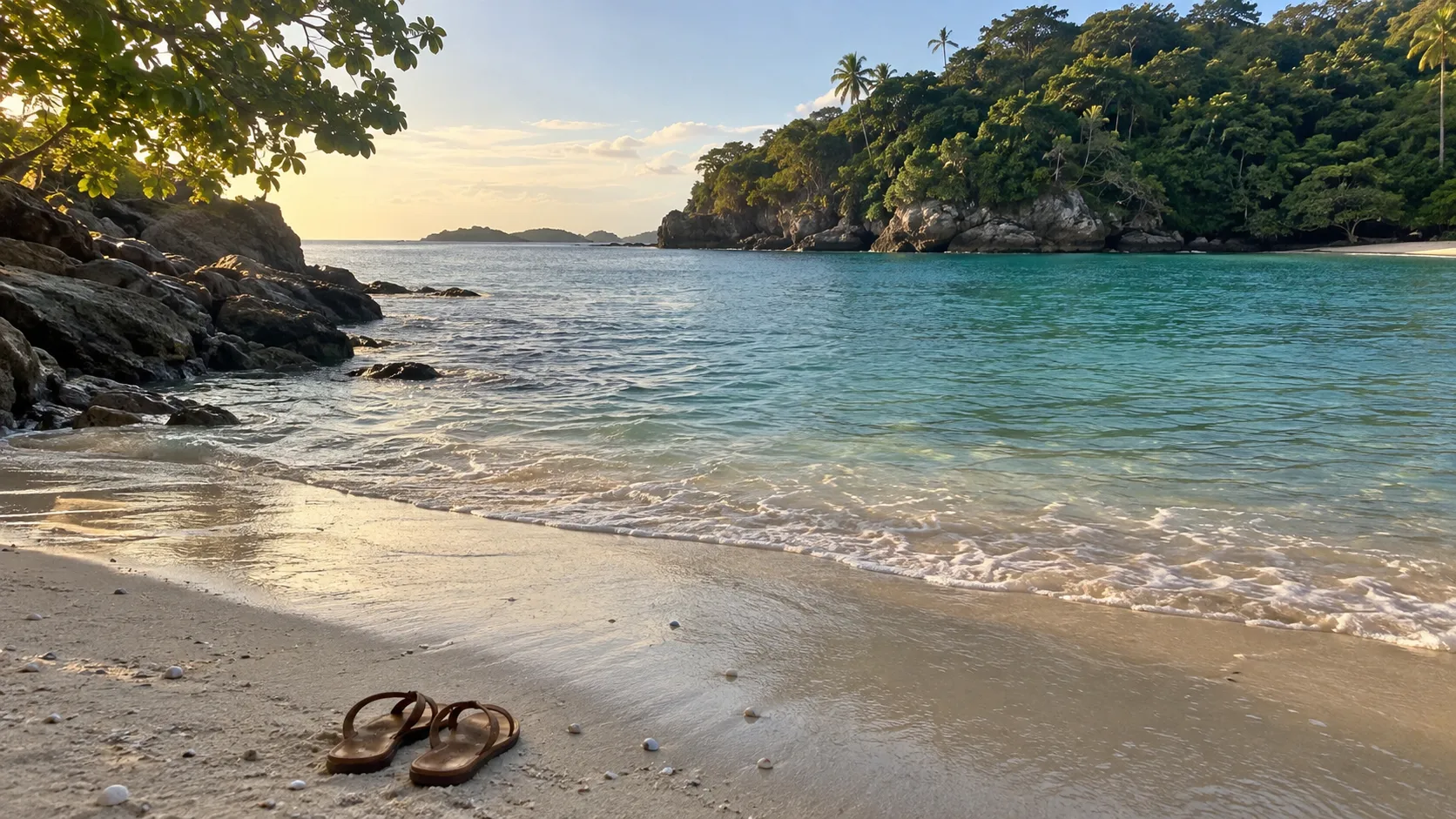 Quiet crescent cove and glassy water at Playa Ejecutiva