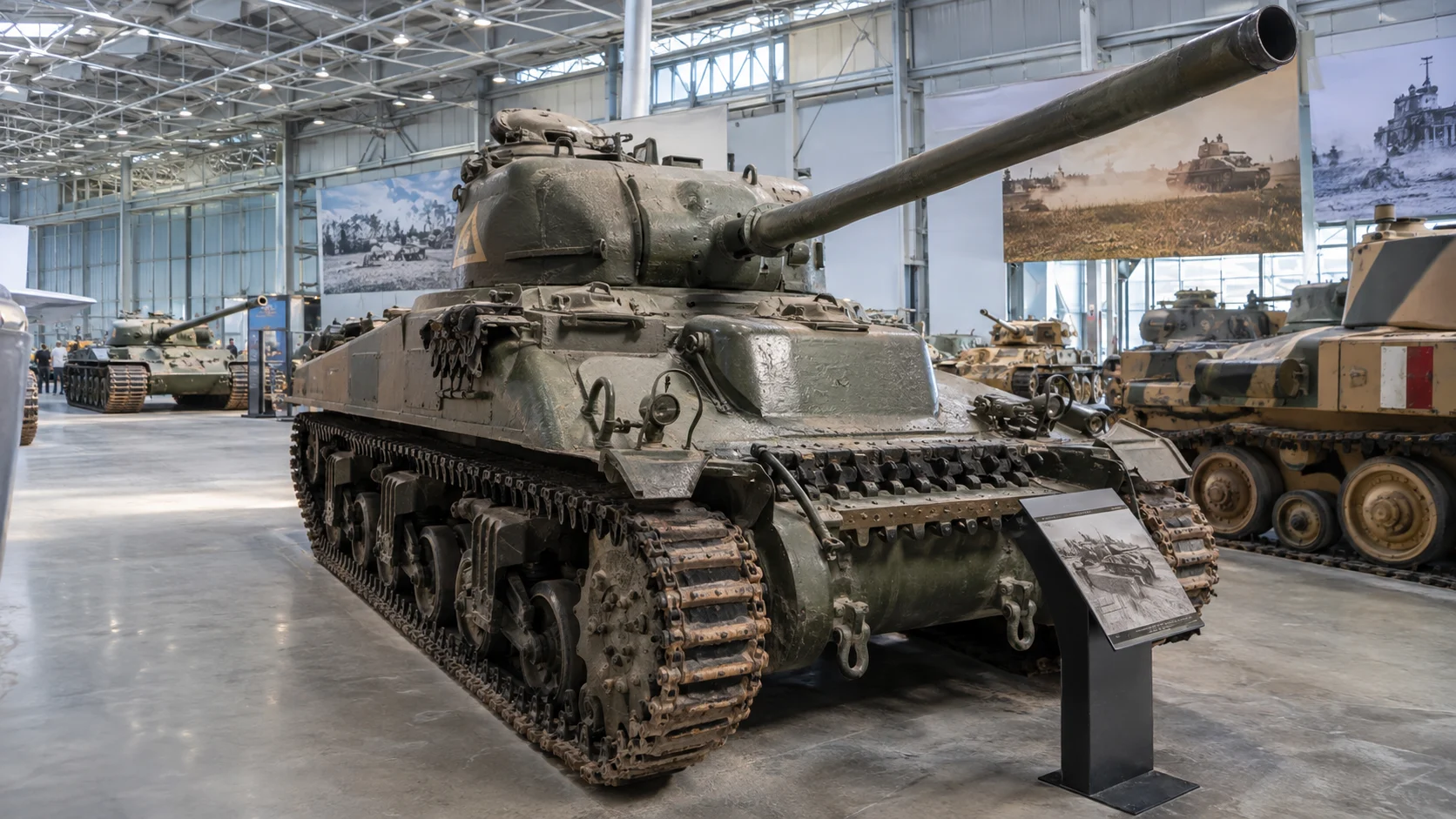 Historic tank displayed inside the Tank Museum in Bovington.