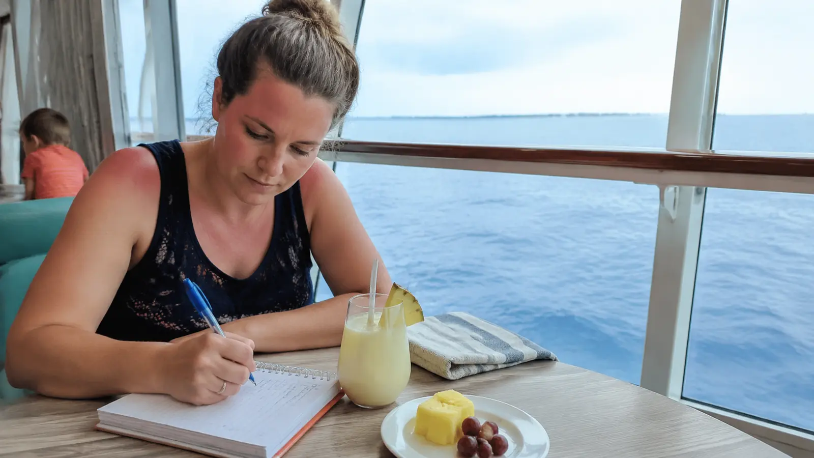 Cruise passenger ordering a drink on Royal Caribbean