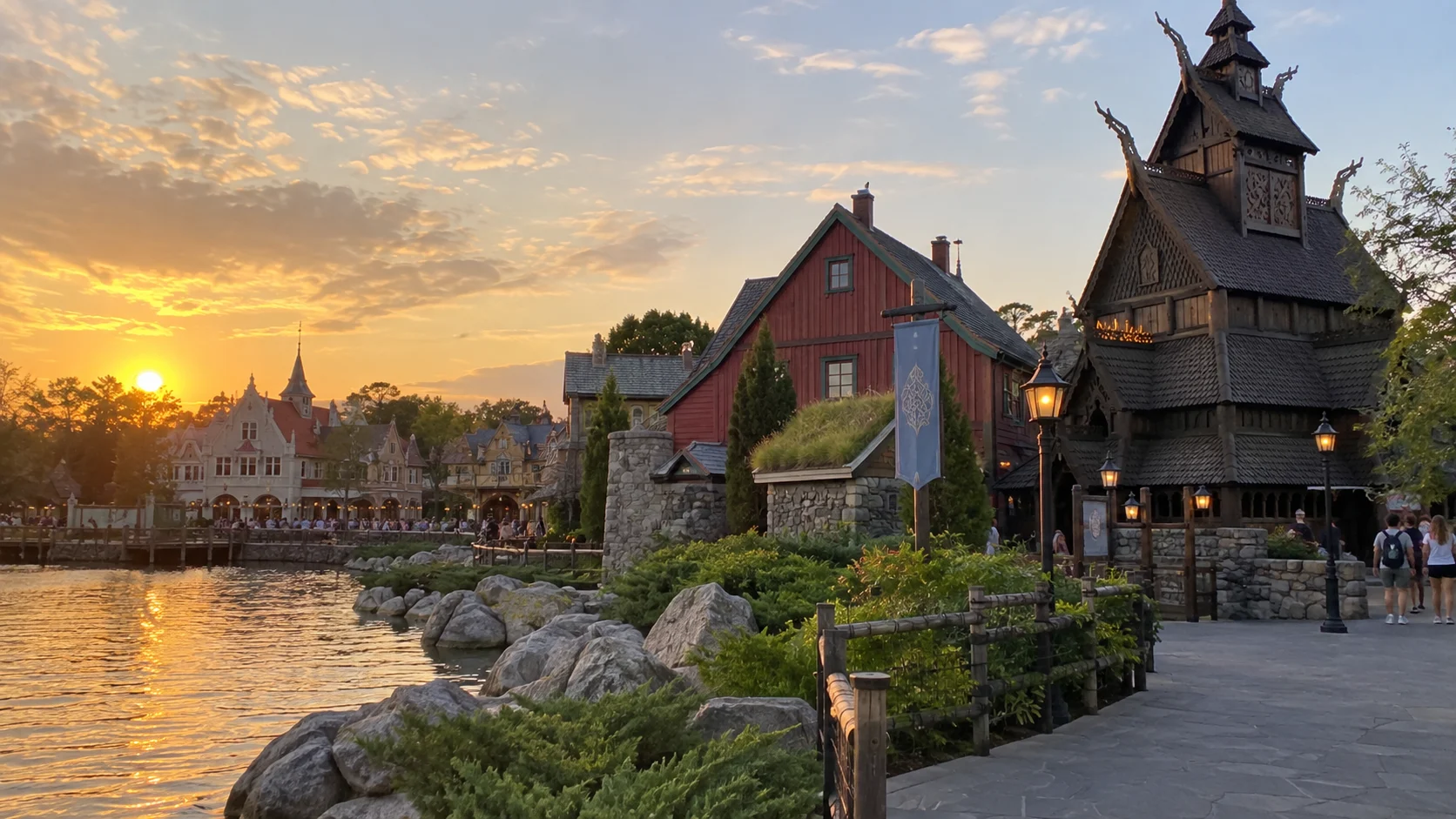 Norway pavilion waterfront near Frozen Ever After at EPCOT
