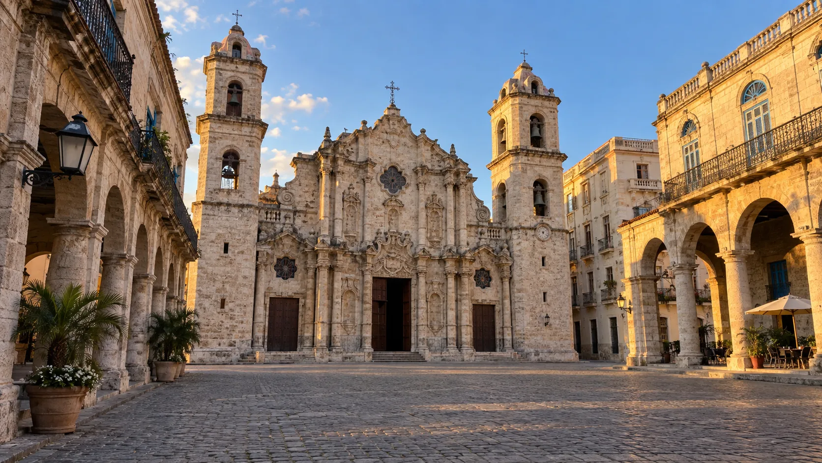 Baroque Havana Cathedral overlooking Plaza de la Catedral.