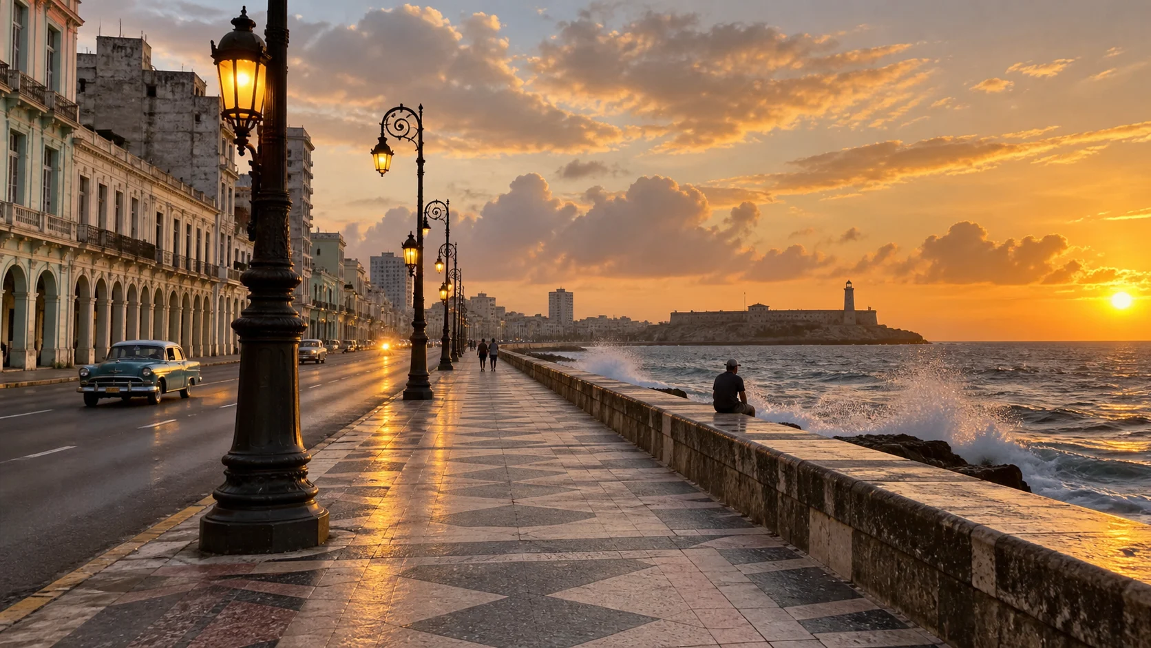Paseo del Prado leading toward Havana’s oceanfront Malecón.