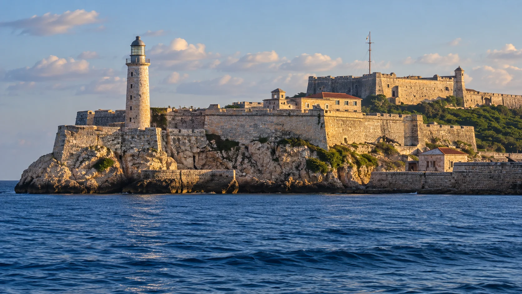 Morro Castle and La Cabaña fortifications above Havana harbor.