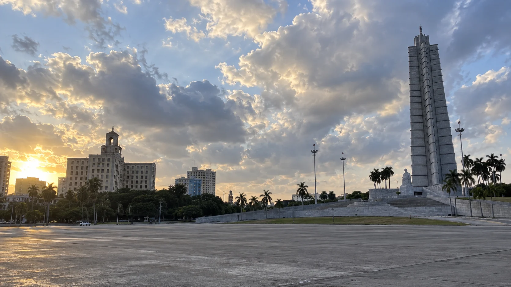 Broad Plaza de la Revolución and its landmark tower in Havana.