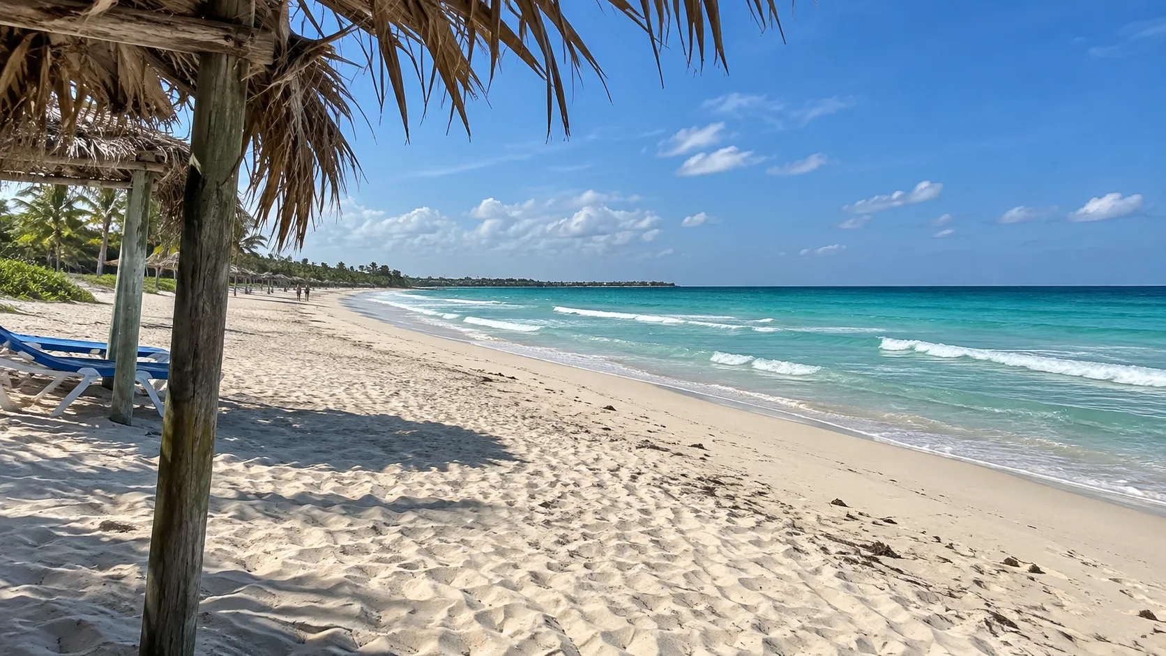 Pale sand and clear turquoise water at Playas del Este near Havana.