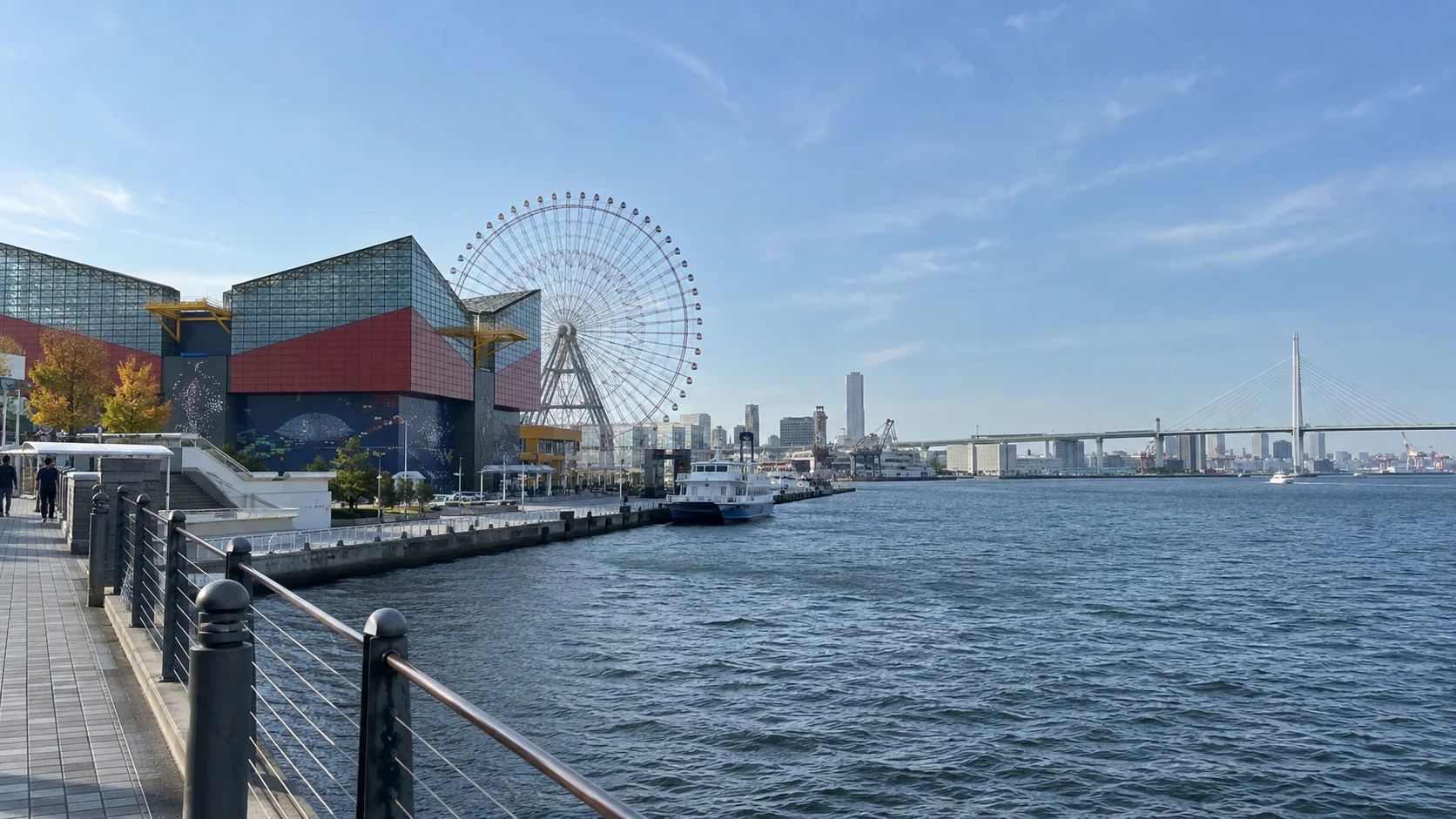 Tempozan waterfront and ferris wheel near Osaka cruise port.