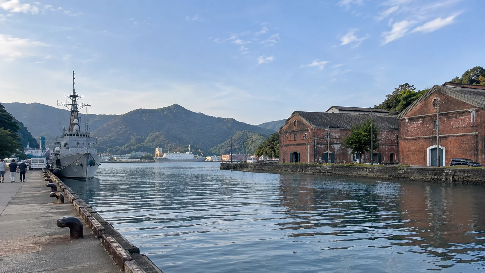Maizuru harbor and red brick warehouses on the Sea of Japan.