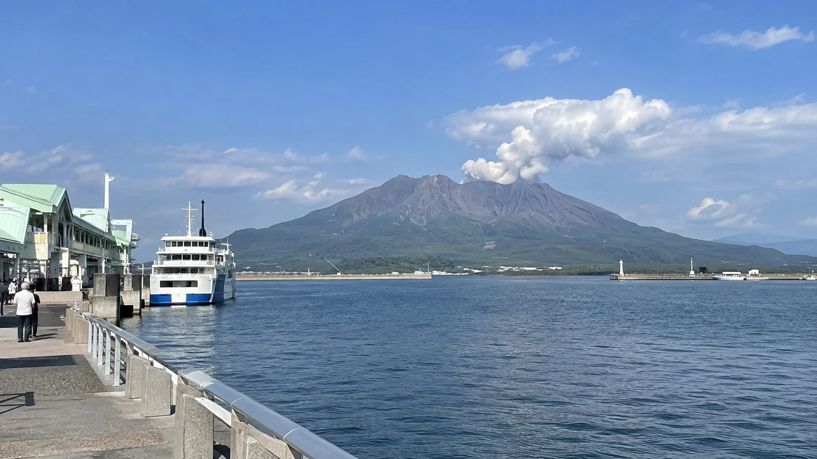 Sakurajima volcano viewed from Kagoshima's Marine Port.