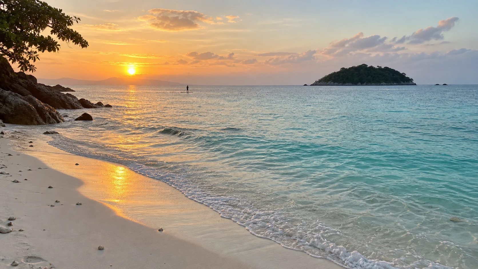 Soft sunrise over Sunrise Beach on Koh Lipe