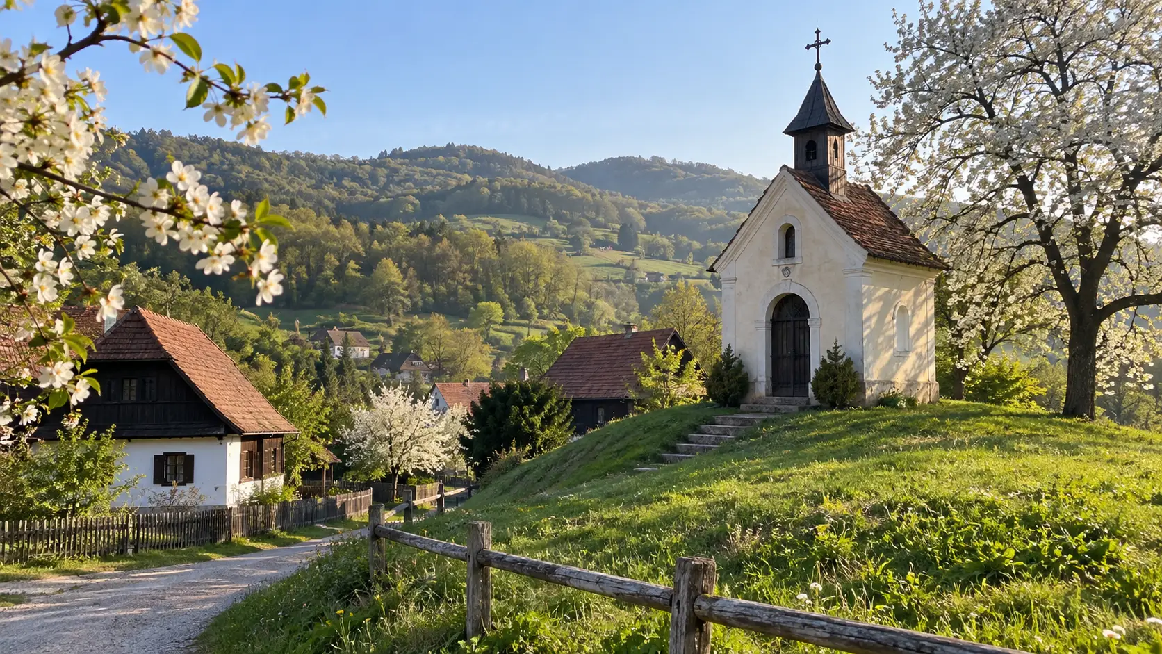 Traditional white cottage identified as Josip Broz Tito’s birthplace in Kumrovec.