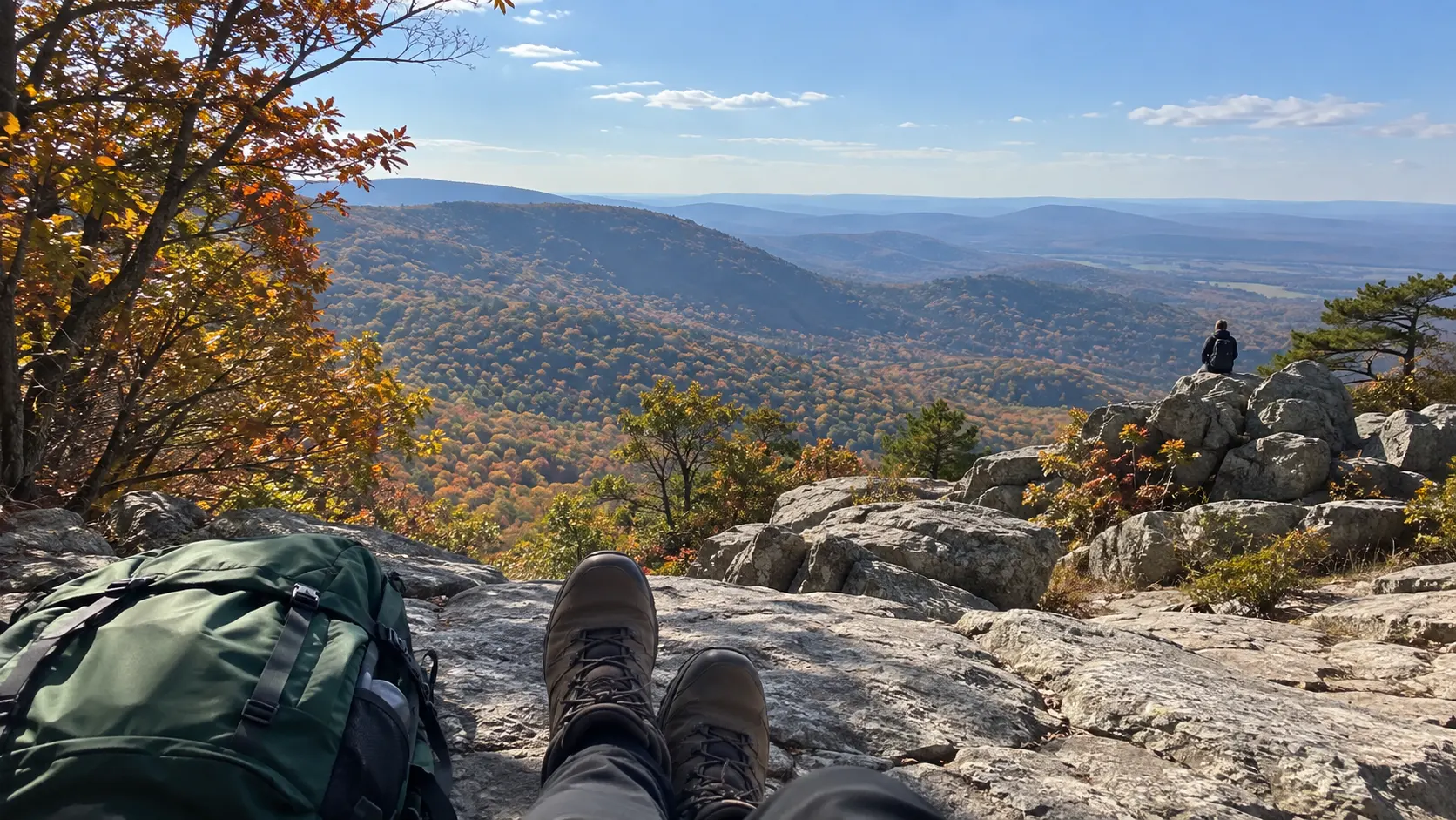 Catoctin forest trail opening onto an Appalachian overlook