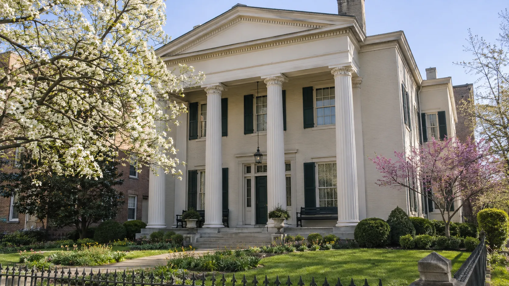 Greek Revival home at William Howard Taft National Historic Site in Cincinnati.