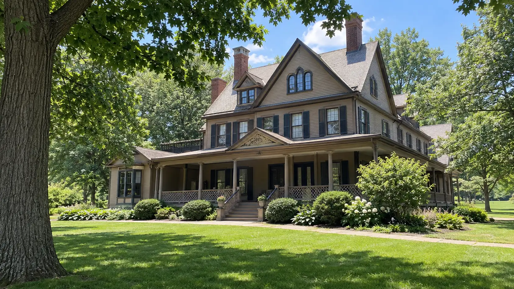 Lawnfield historic home and gardens at James A. Garfield National Historic Site.