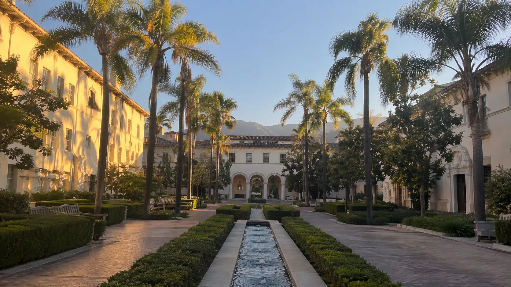 Mediterranean Revival buildings on the Caltech campus.