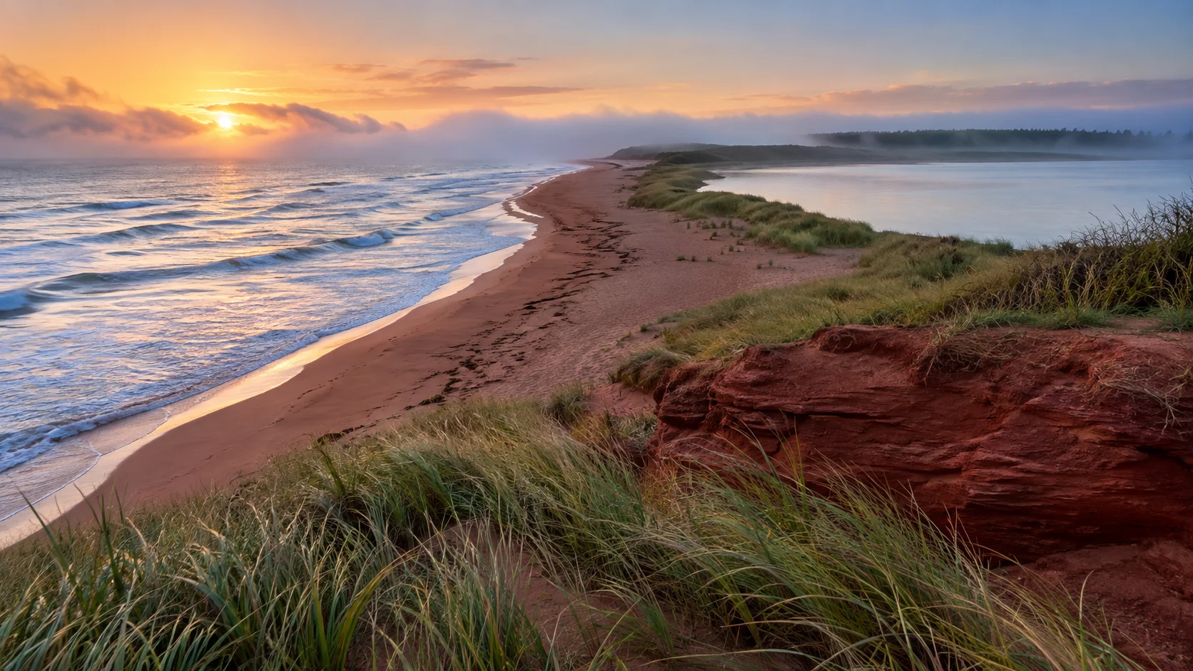 Blooming Point's remote sandbar curves between Gulf surf and Tracadie Bay.
