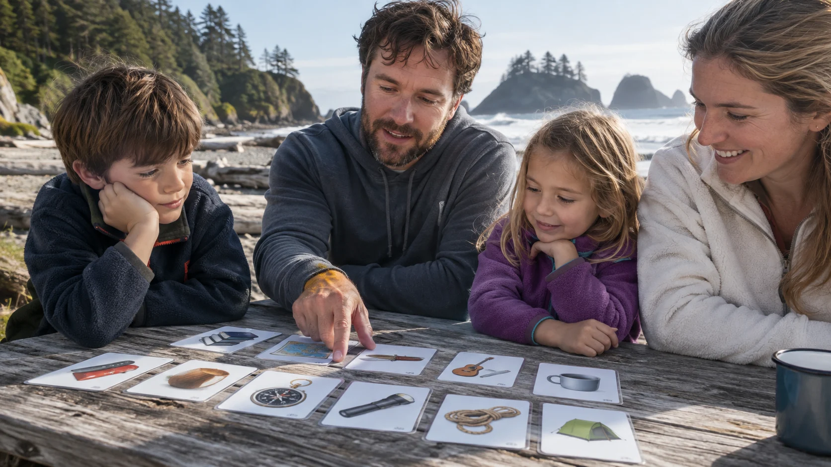 Family ranking imaginary items for a Desert Island game.