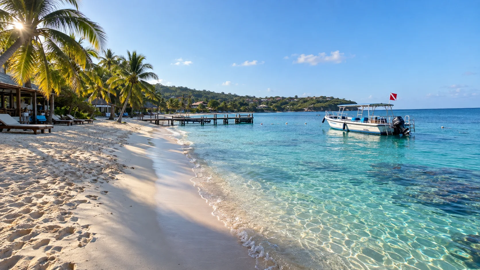 Clear Caribbean water and palms at West Bay Beach Roatán