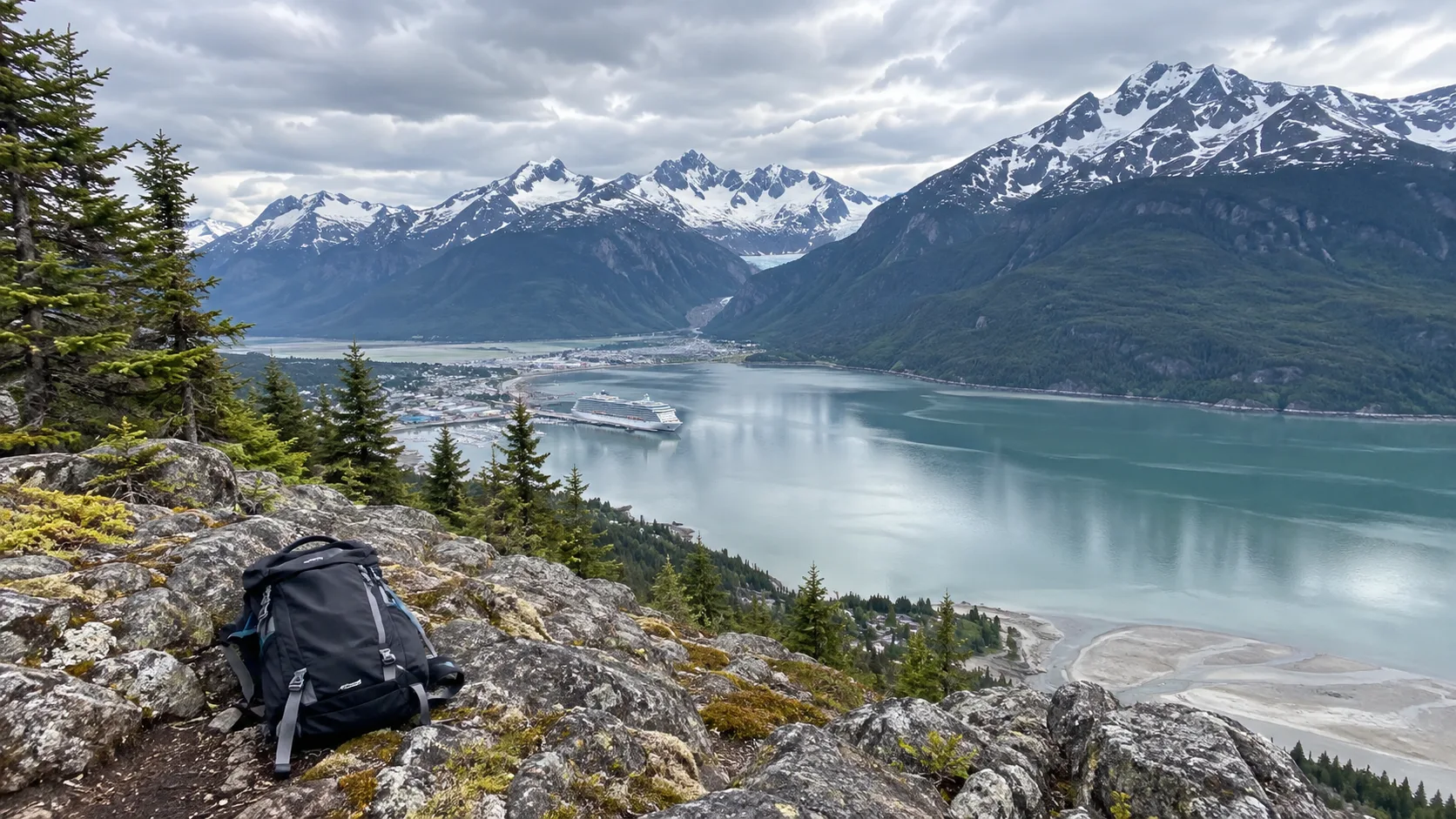 Yakutania Point view over Skagway and Taiya Inlet