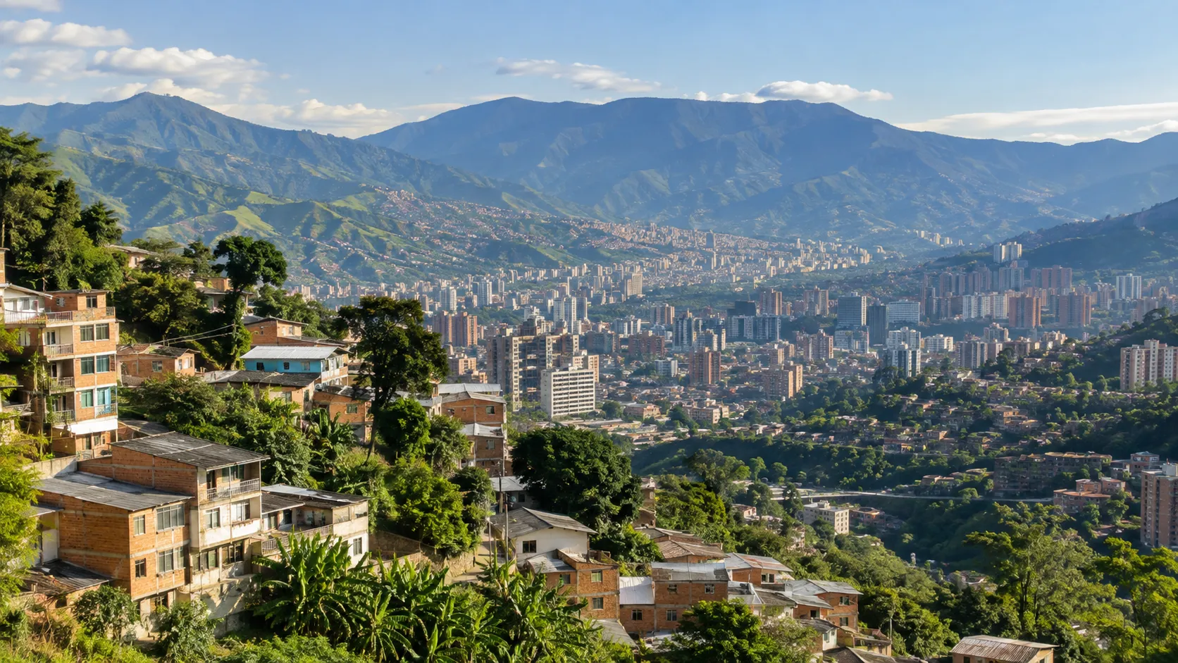 Green Medellín valley and hillside neighborhoods in Colombia