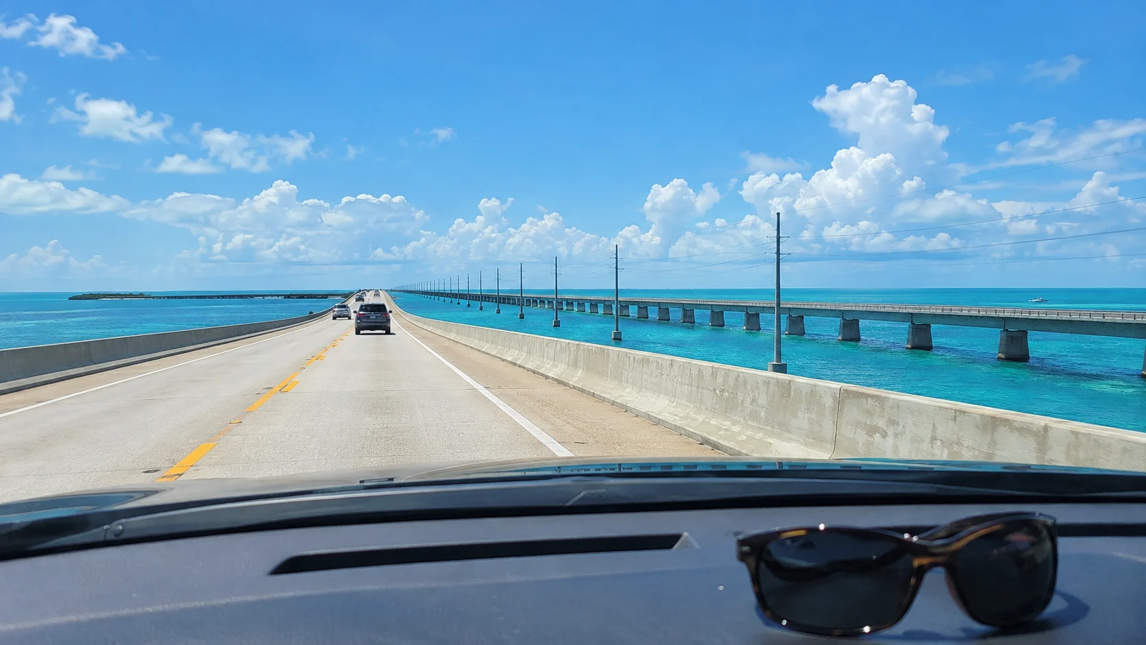 Overseas Highway crossing bright blue water in the Florida Keys