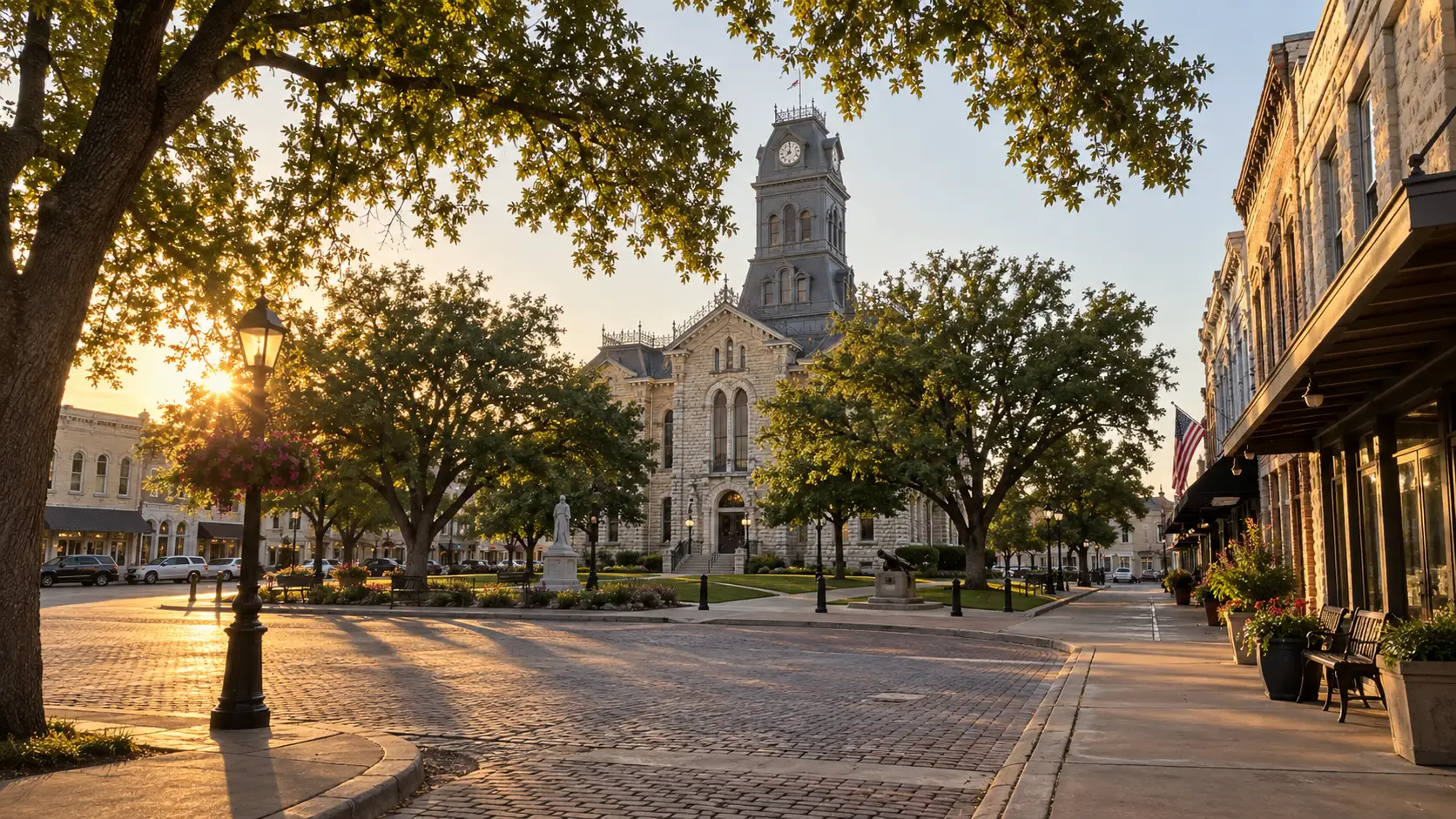 Historic courthouse and preserved square in Granbury, Texas.