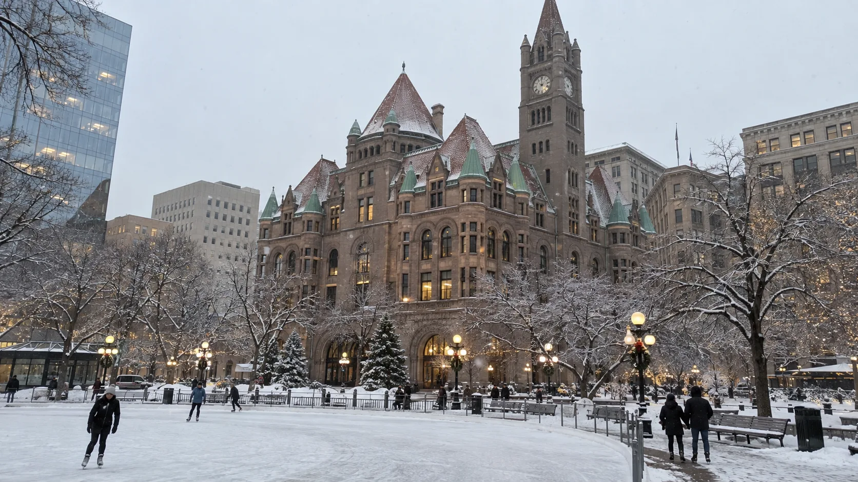 Historic Landmark Center in downtown Saint Paul viewed from Rice Park.