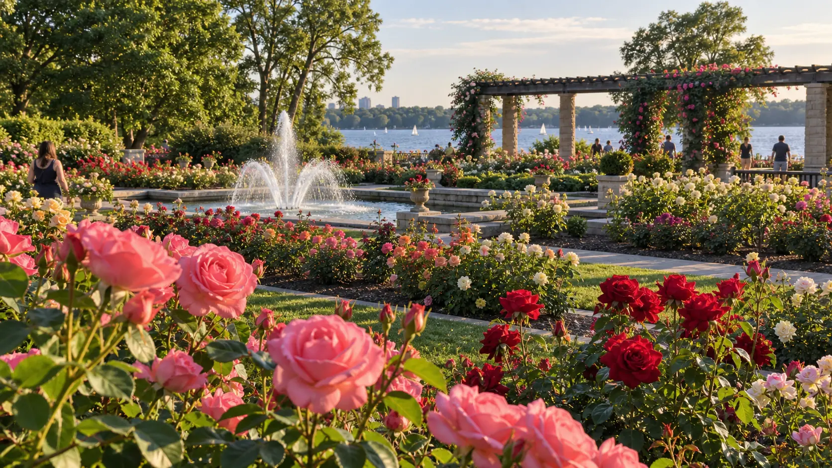 Colorful roses blooming in the Lyndale Park Rose Garden.